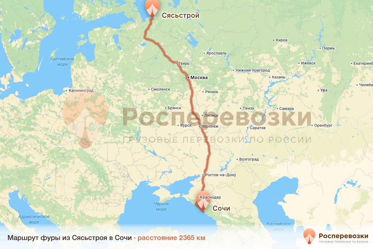 Фура Сясьстрой Сочи