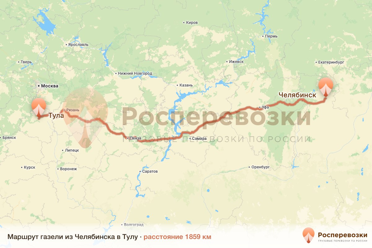 Газель Челябинск Тула