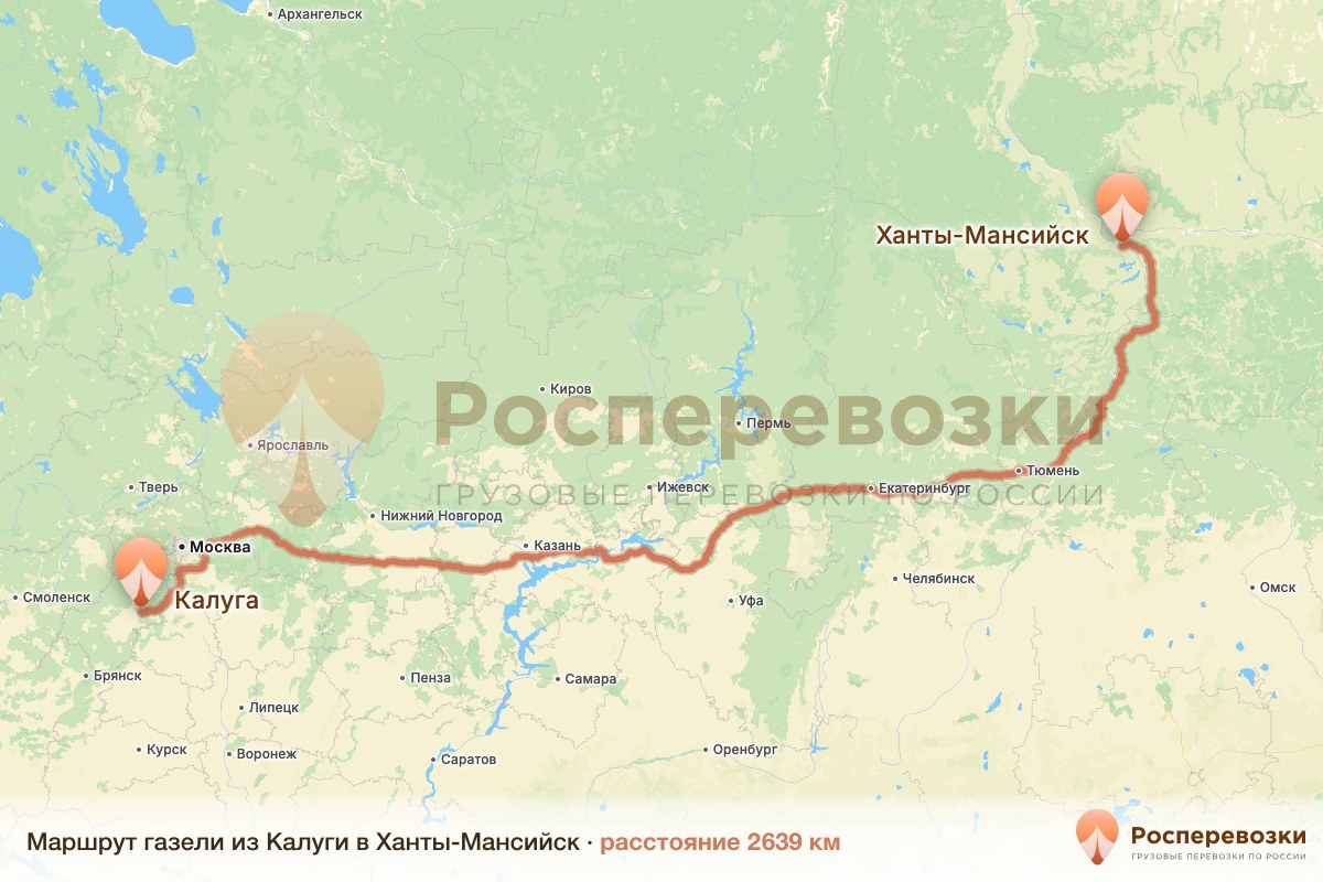 Газель Калуга Ханты-Мансийск