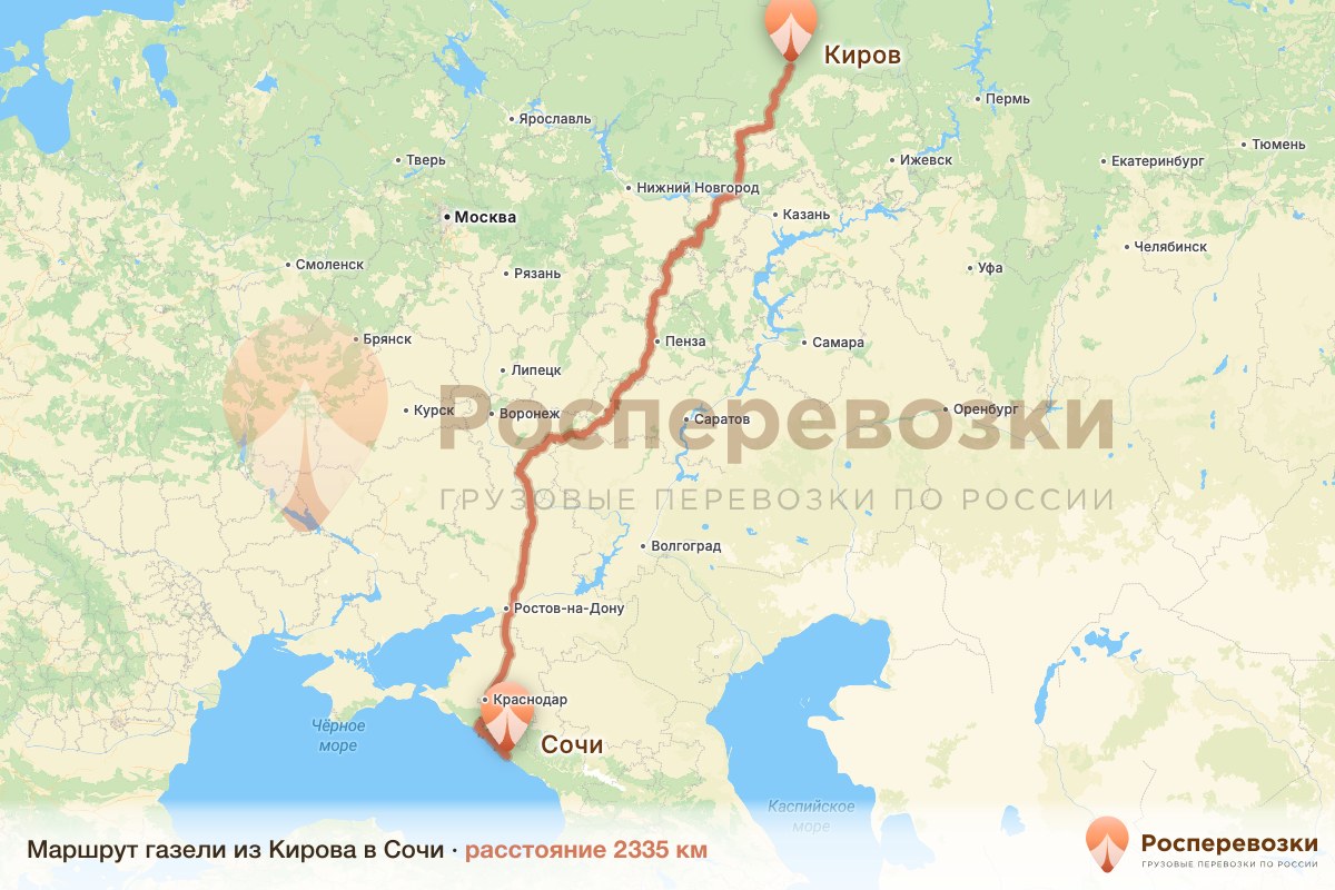 Газель Киров Сочи