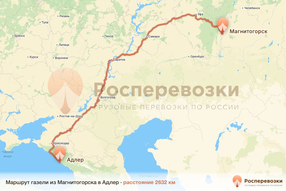 Газель Магнитогорск Адлер