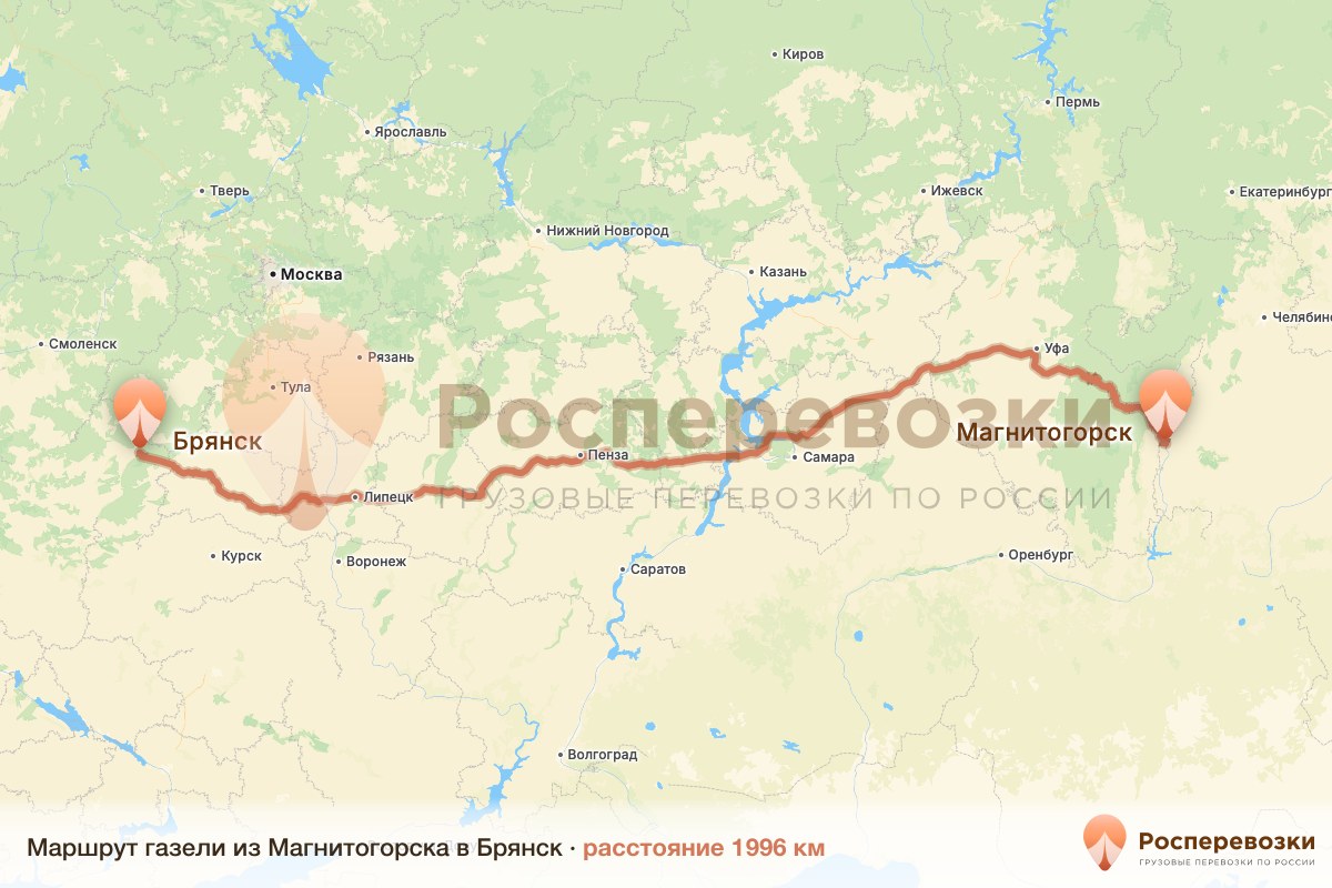 Газель Магнитогорск Брянск
