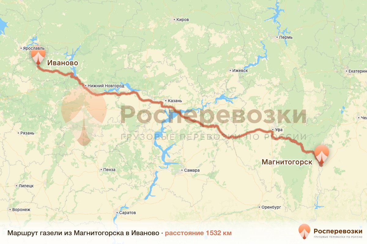 Газель Магнитогорск Иваново