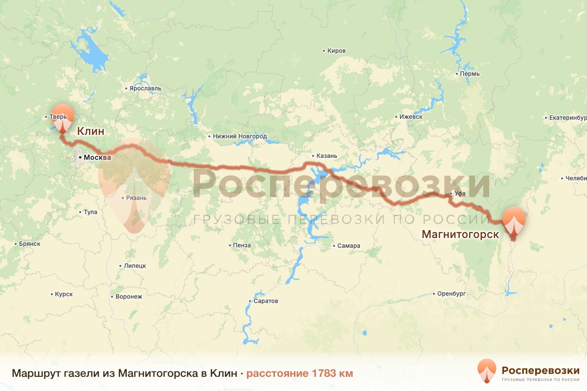 Газель Магнитогорск Клин