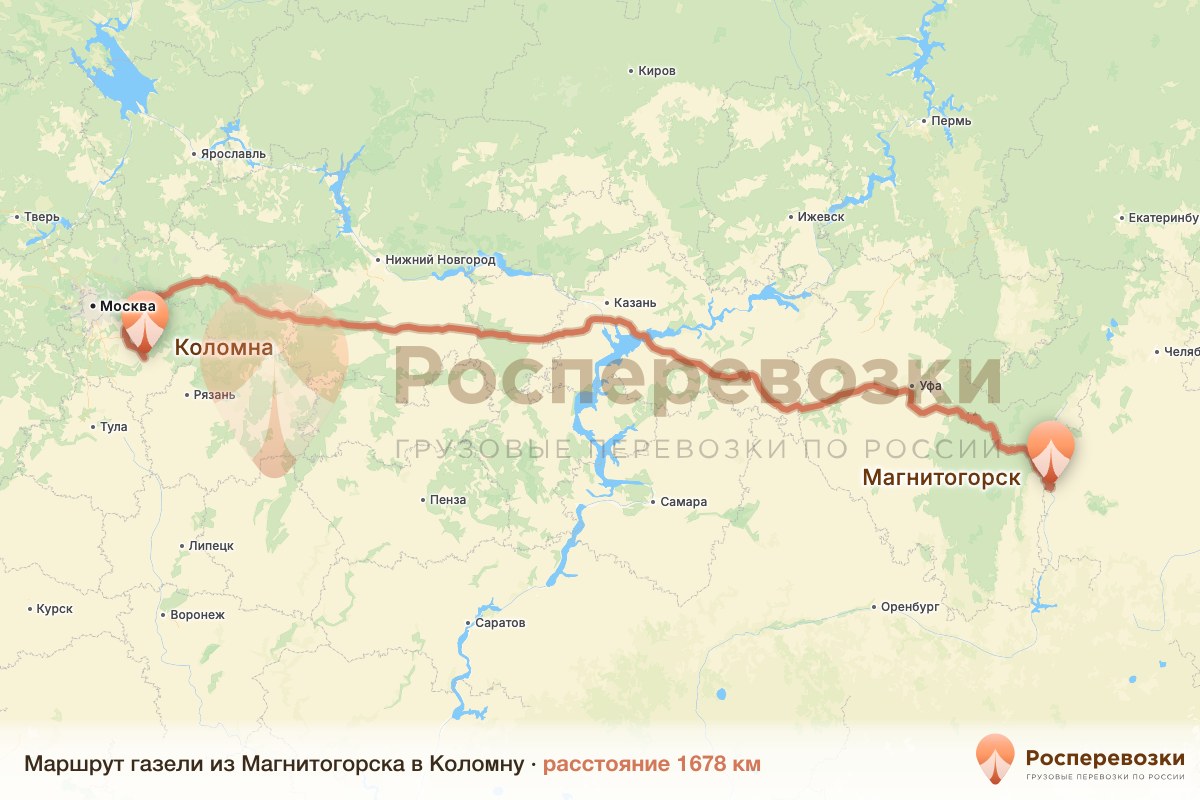 Газель Магнитогорск Коломна