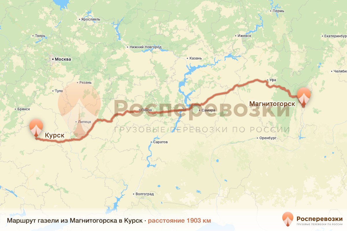 Газель Магнитогорск Курск