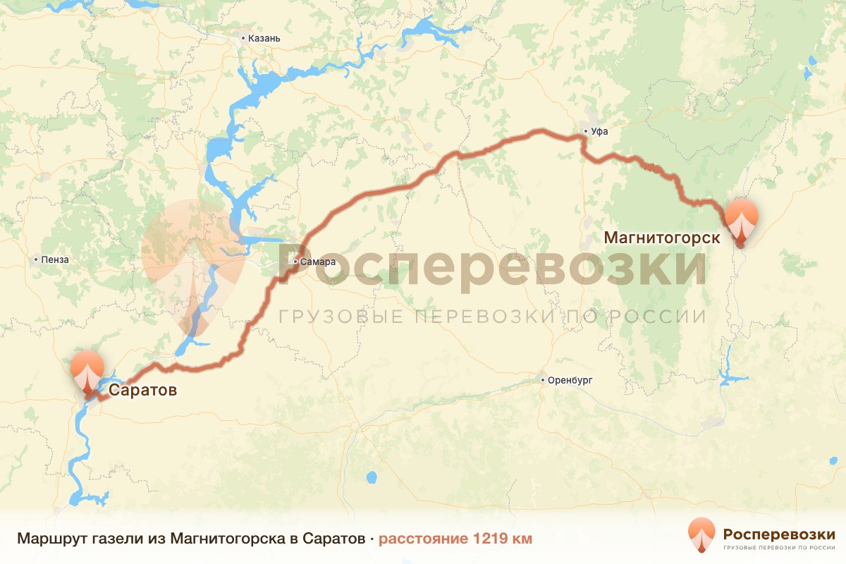 Газель Магнитогорск Саратов