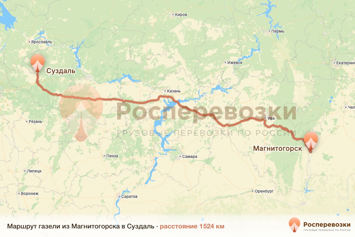 Газель Магнитогорск Суздаль