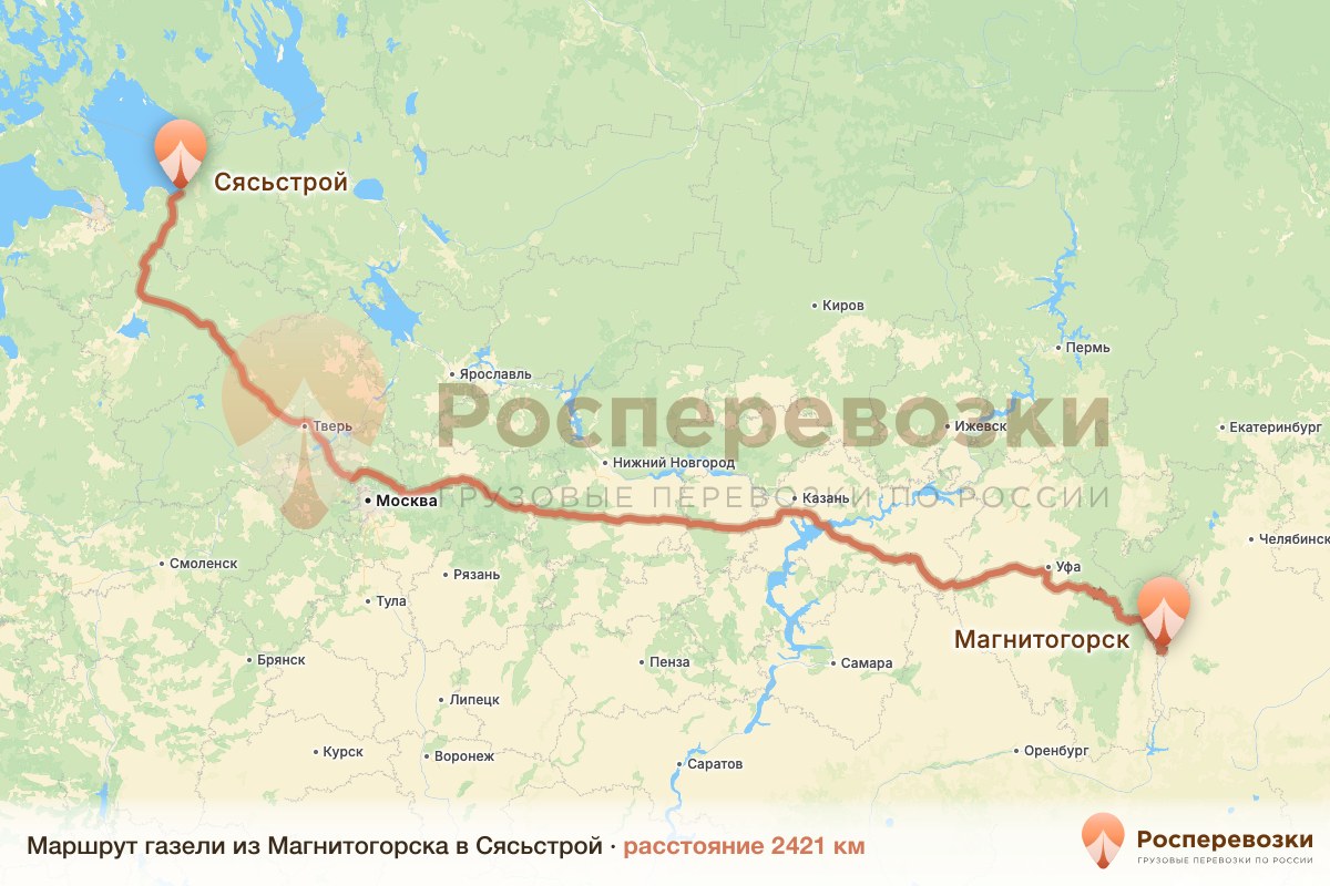 Газель Магнитогорск Сясьстрой