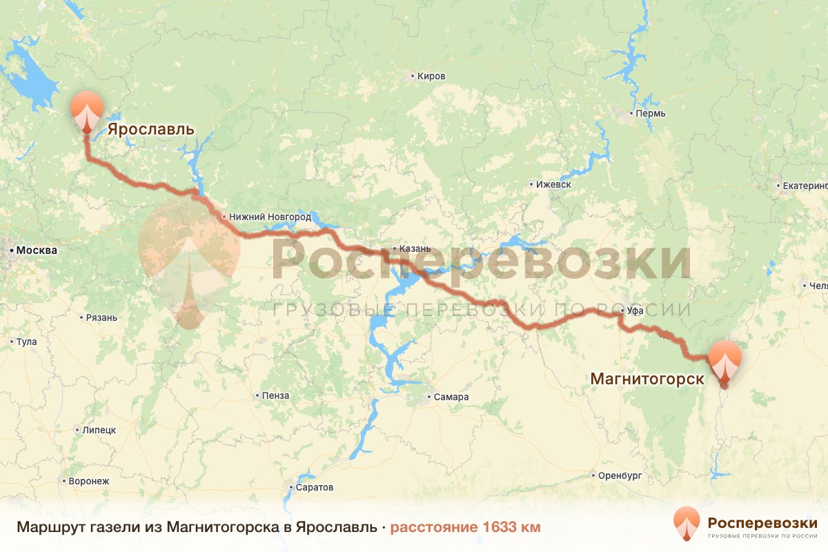 Газель Магнитогорск Ярославль