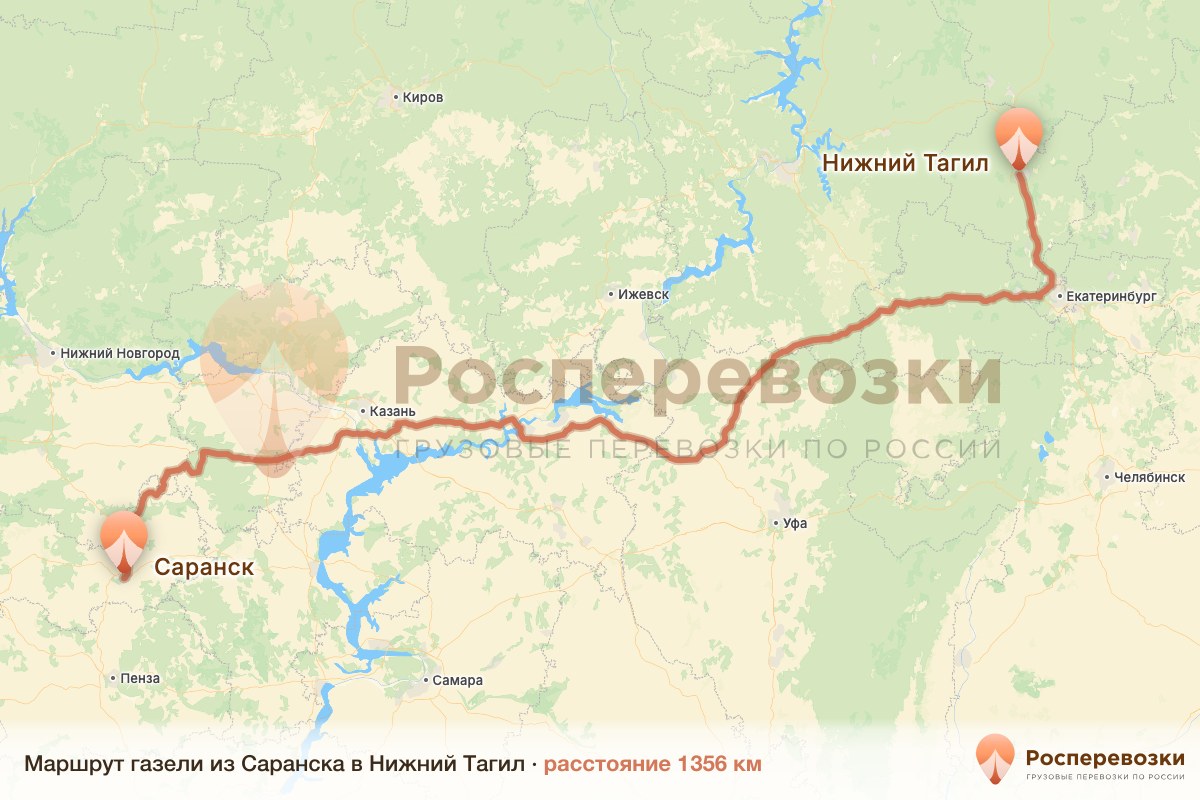 Газель Саранск Нижний Тагил
