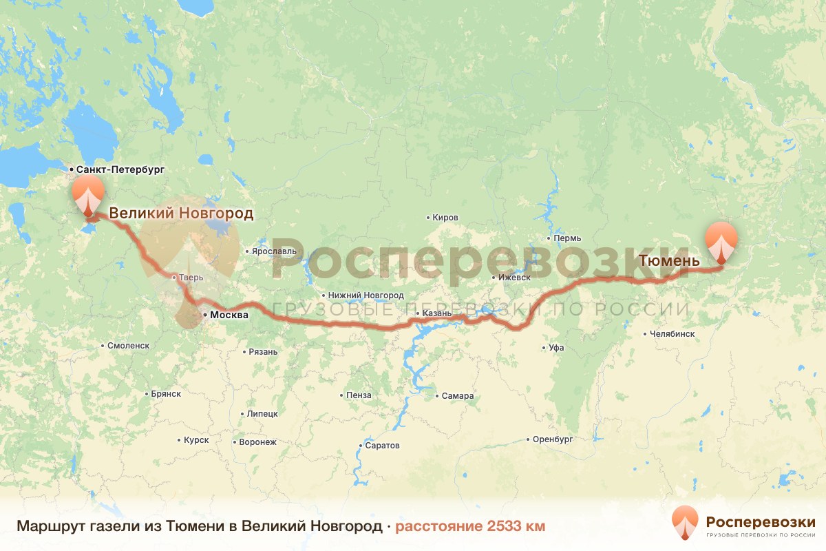 Газель Тюмень Великий Новгород