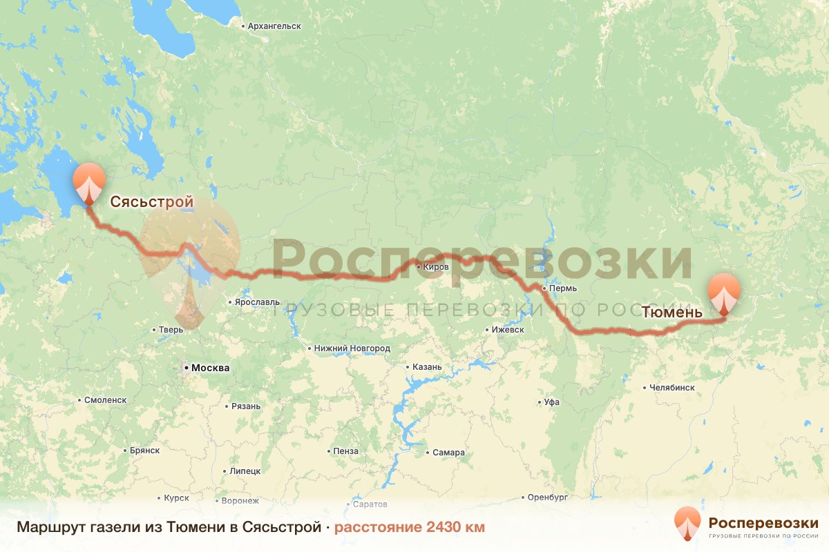 Газель Тюмень Сясьстрой