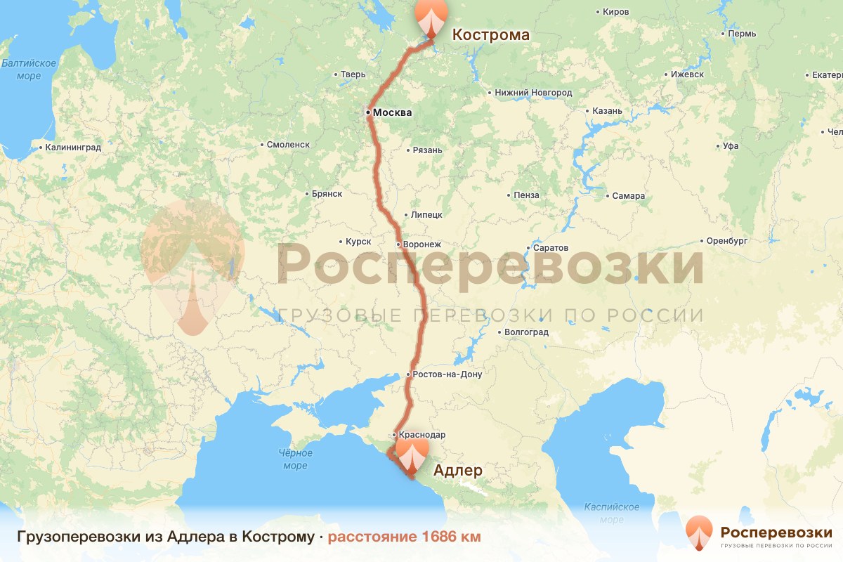 Грузоперевозки Адлер Кострома