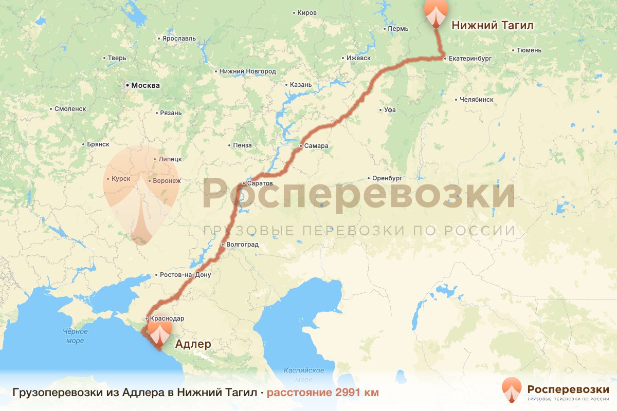 Грузоперевозки Адлер Нижний Тагил