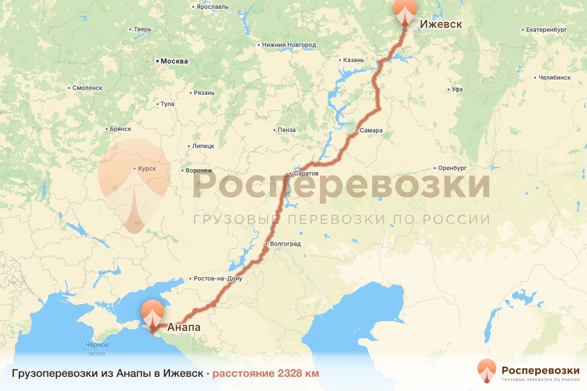 Грузоперевозки Анапа Ижевск