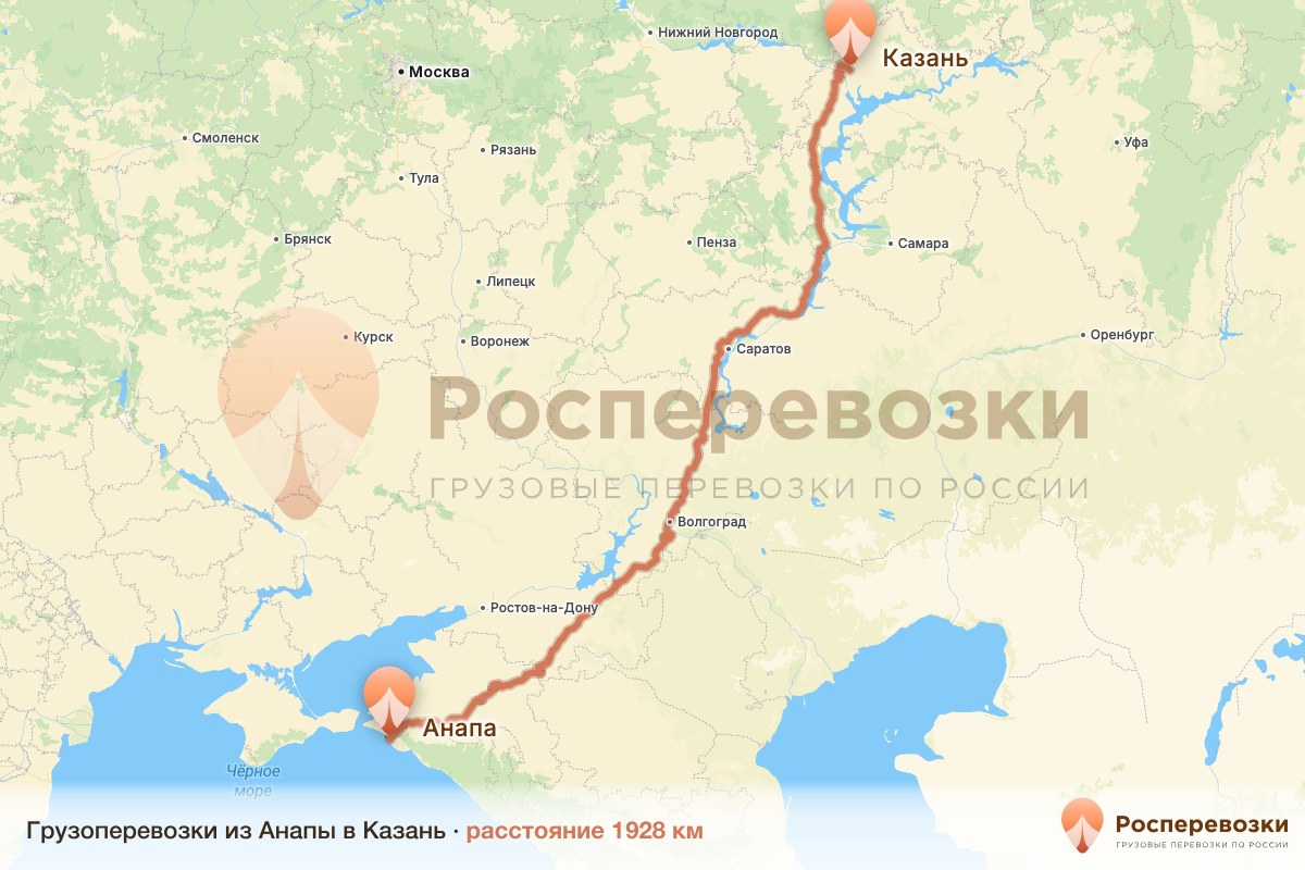Грузоперевозки Анапа Казань