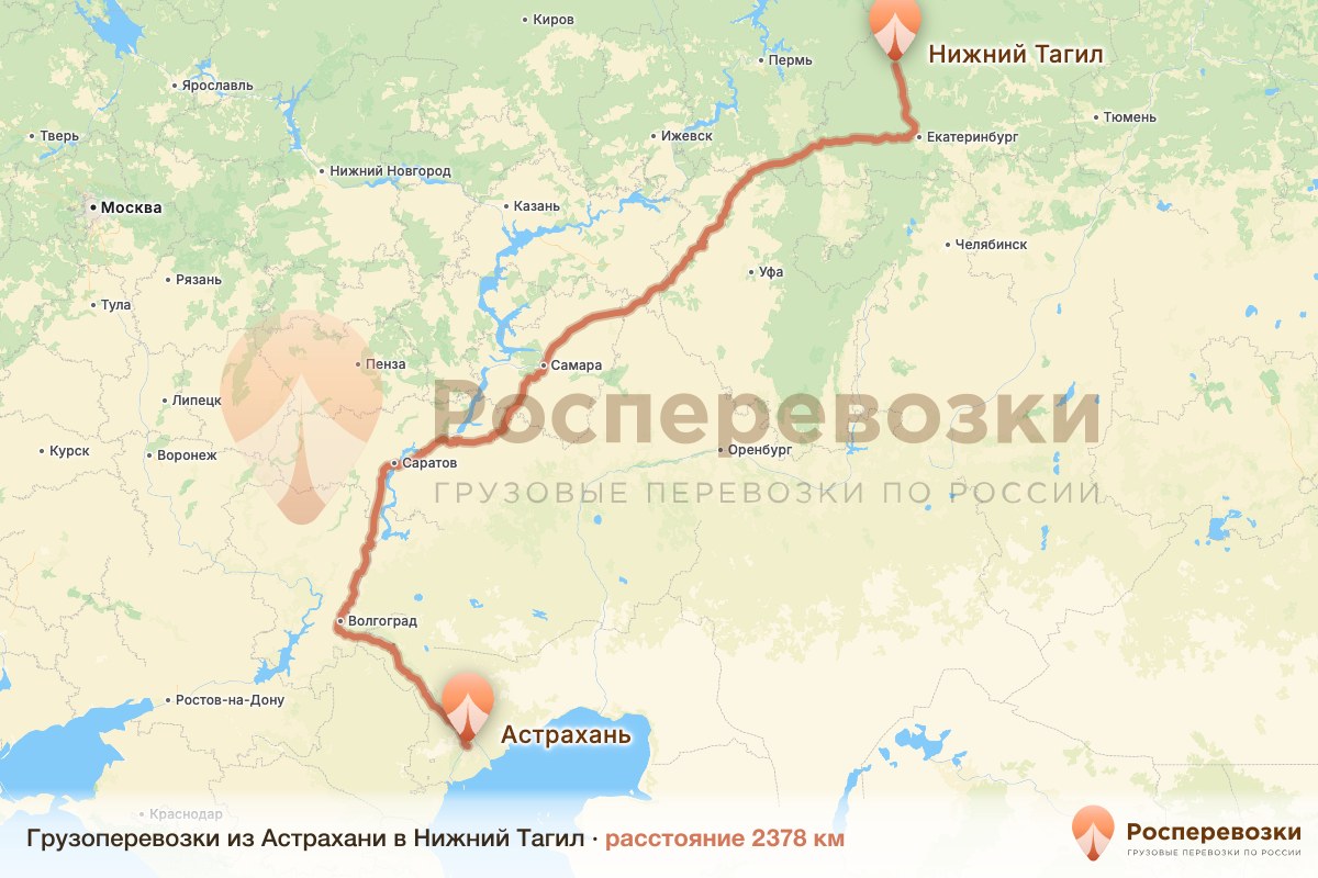 Грузоперевозки Астрахань Нижний Тагил