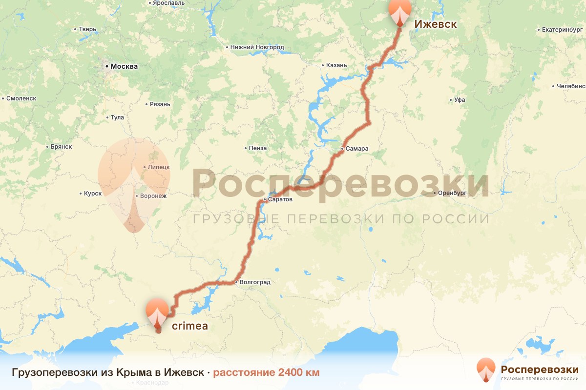 Грузоперевозки Крым Ижевск
