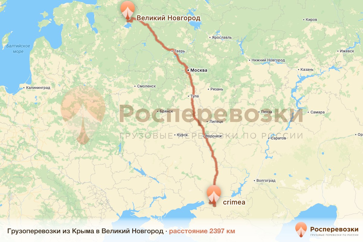 Грузоперевозки Крым Великий Новгород