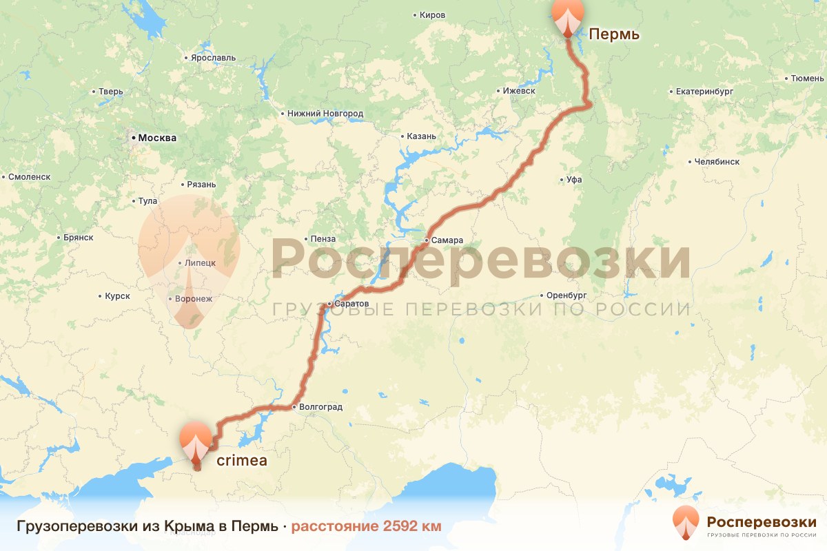 Грузоперевозки Крым Пермь