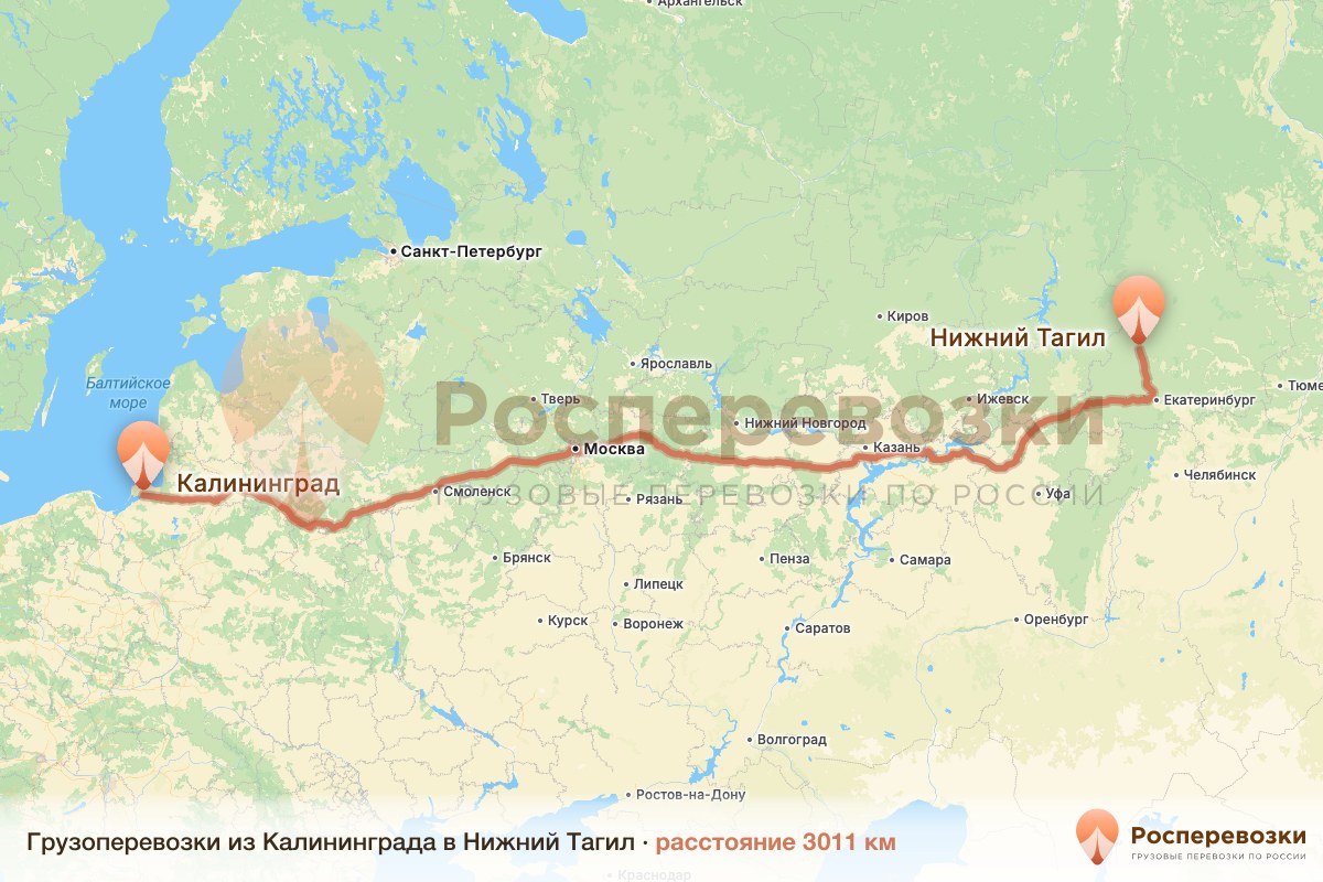 Грузоперевозки Калининград Нижний Тагил
