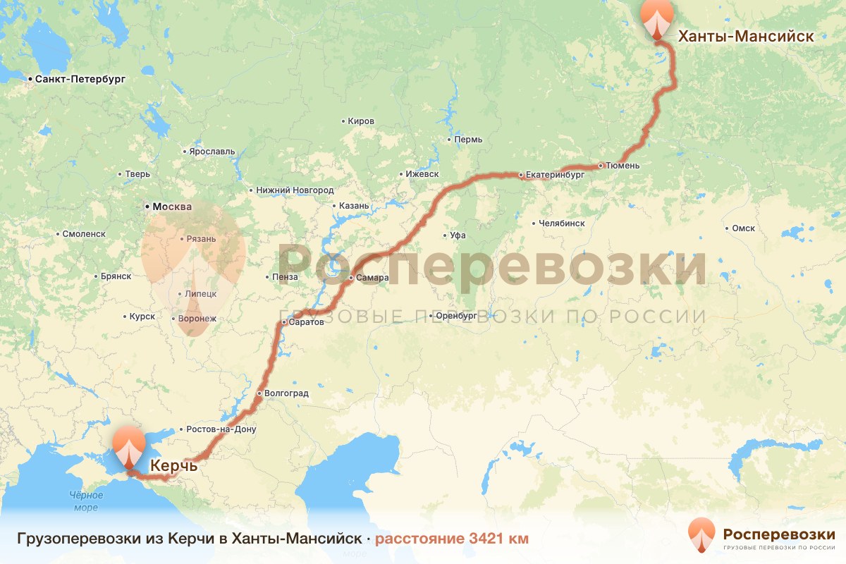 Грузоперевозки Керчь Ханты-Мансийск