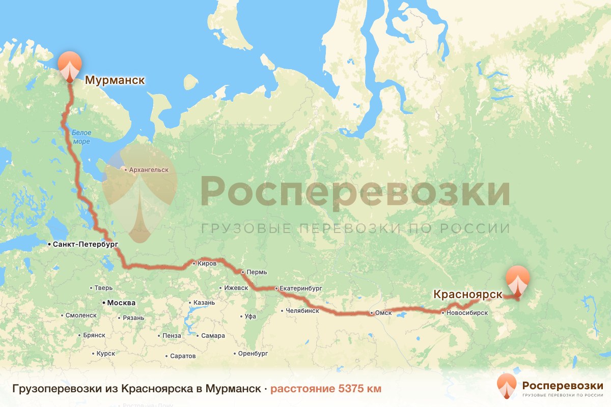 Грузоперевозки Красноярск Мурманск