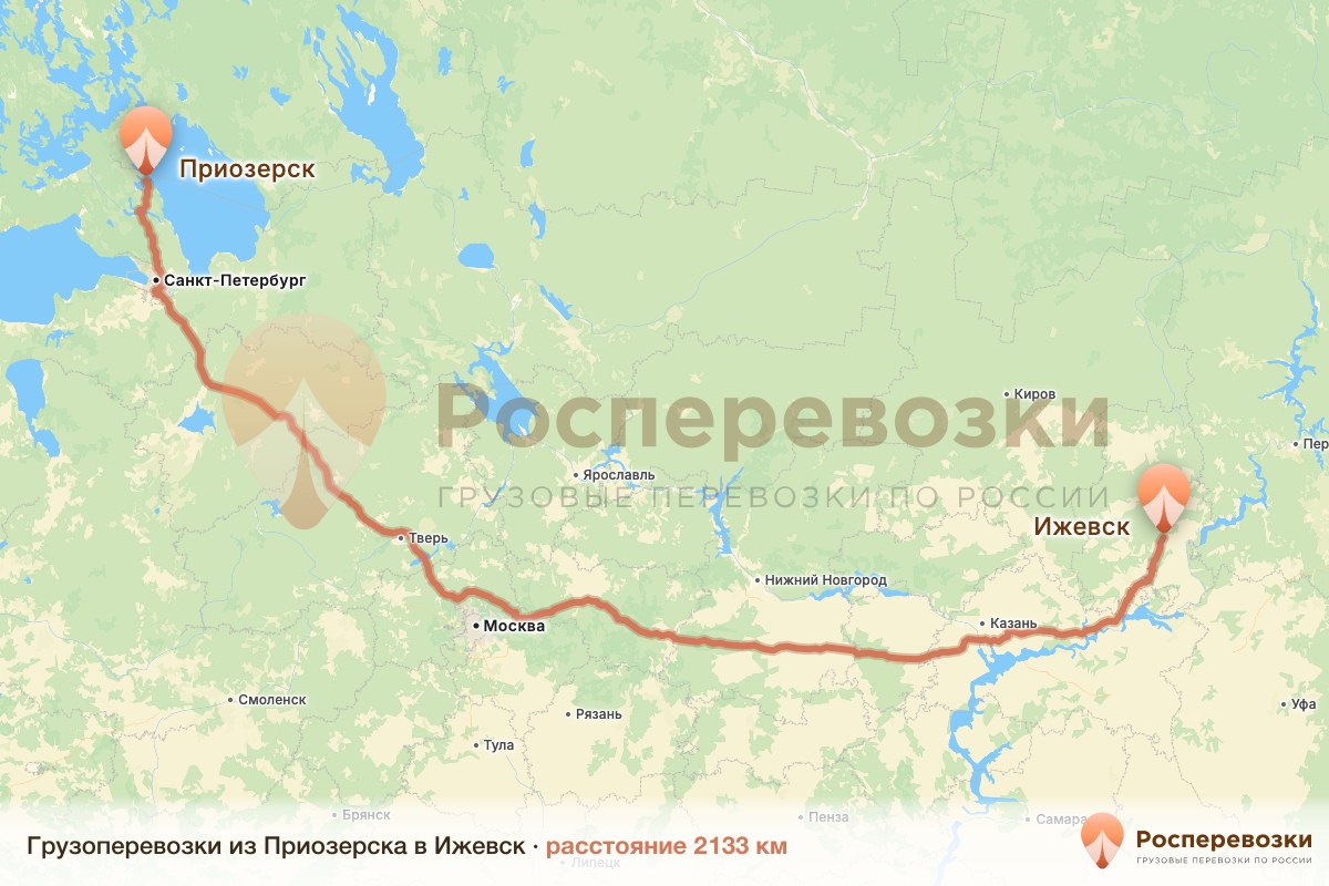 Грузоперевозки Приозерск Ижевск
