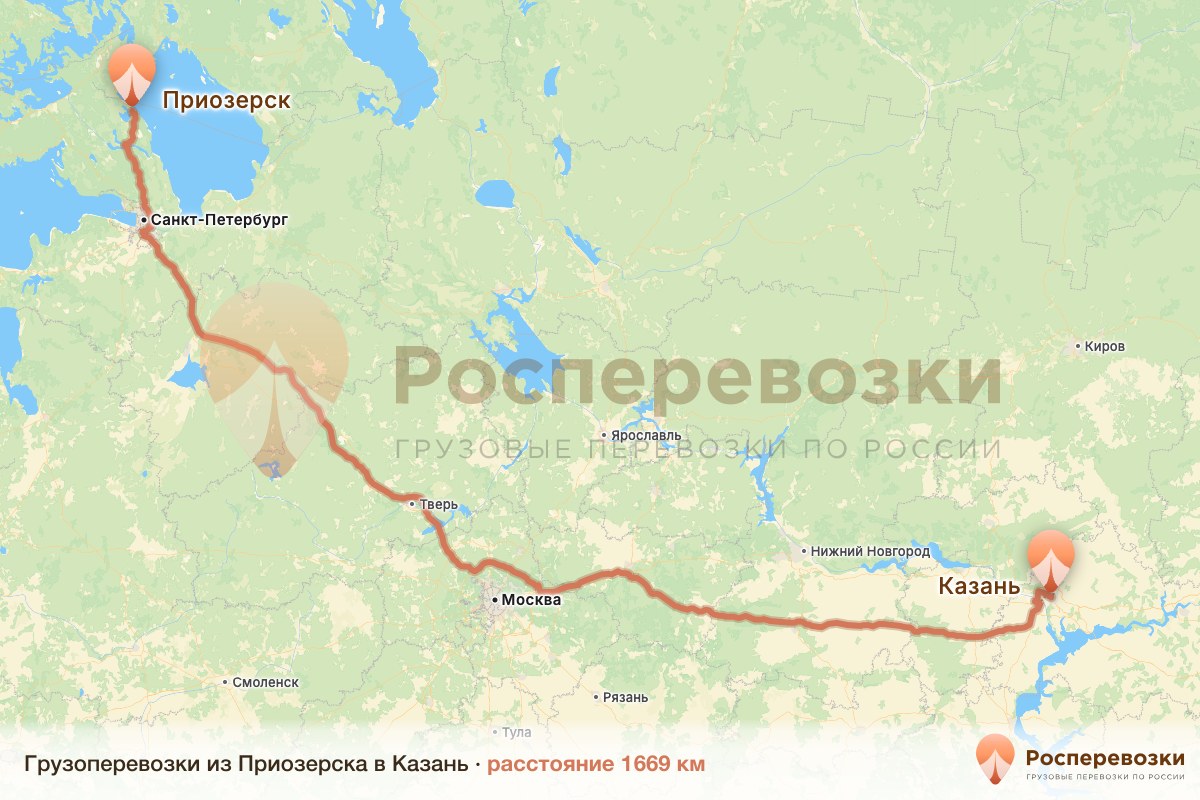 Грузоперевозки Приозерск Казань