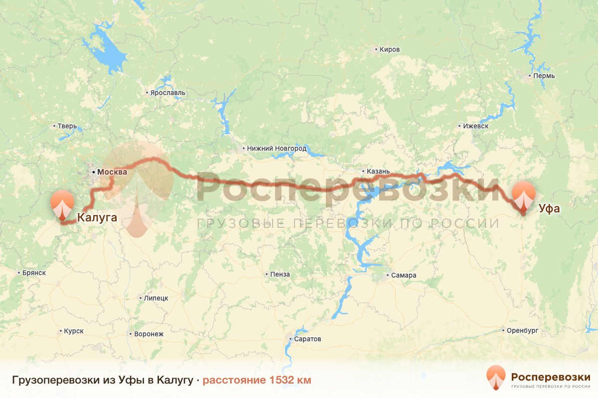 Грузоперевозки Уфа Калуга