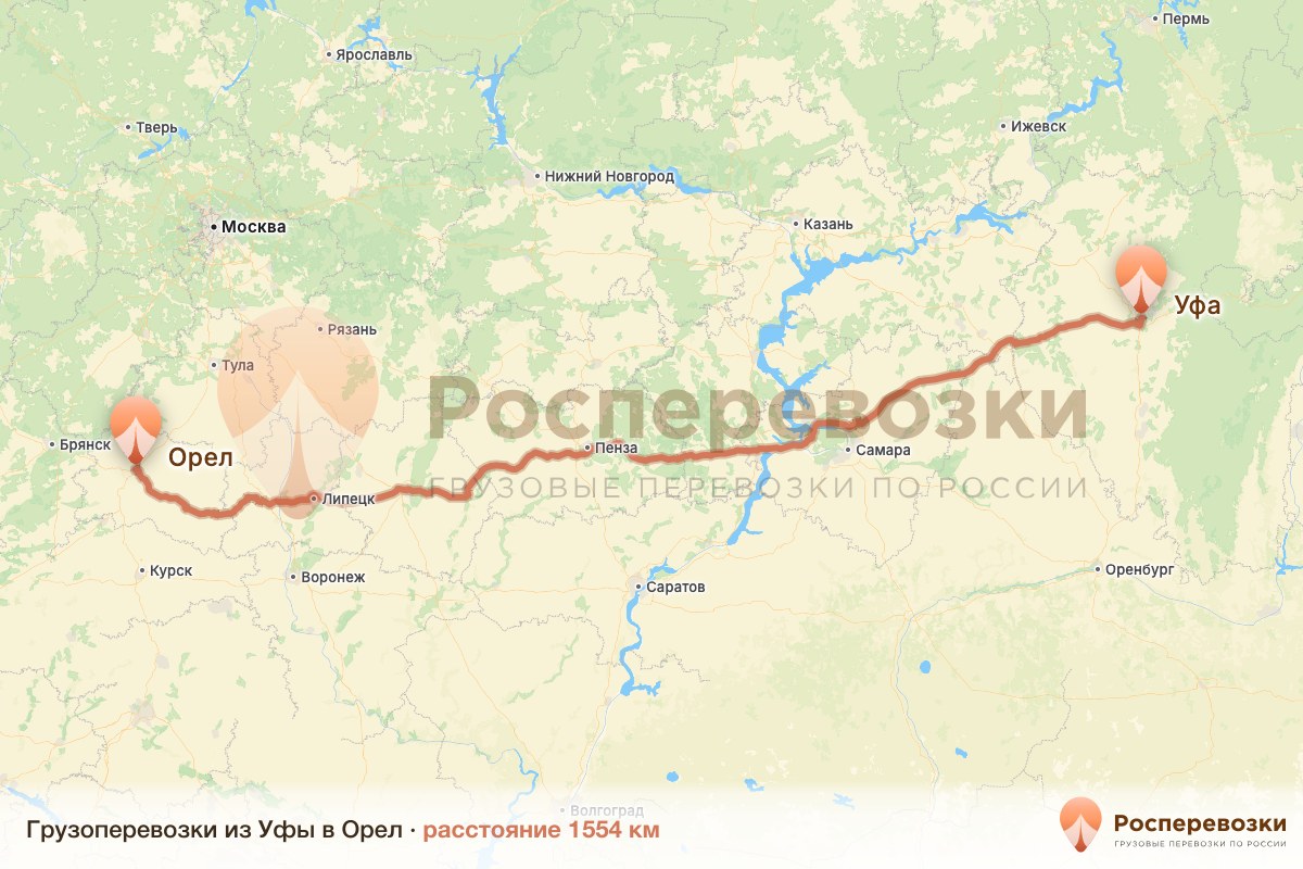 Грузоперевозки Уфа Орел