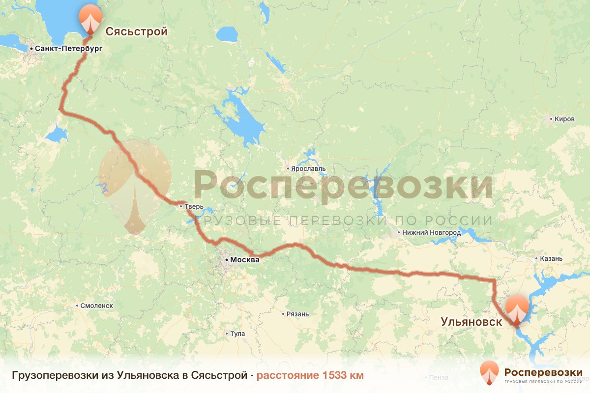 Грузоперевозки Ульяновск Сясьстрой