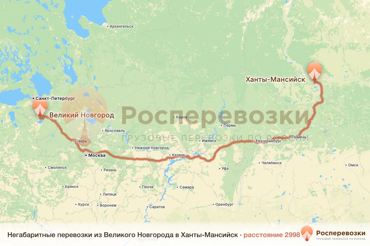 Негабарит Великий Новгород Ханты-Мансийск