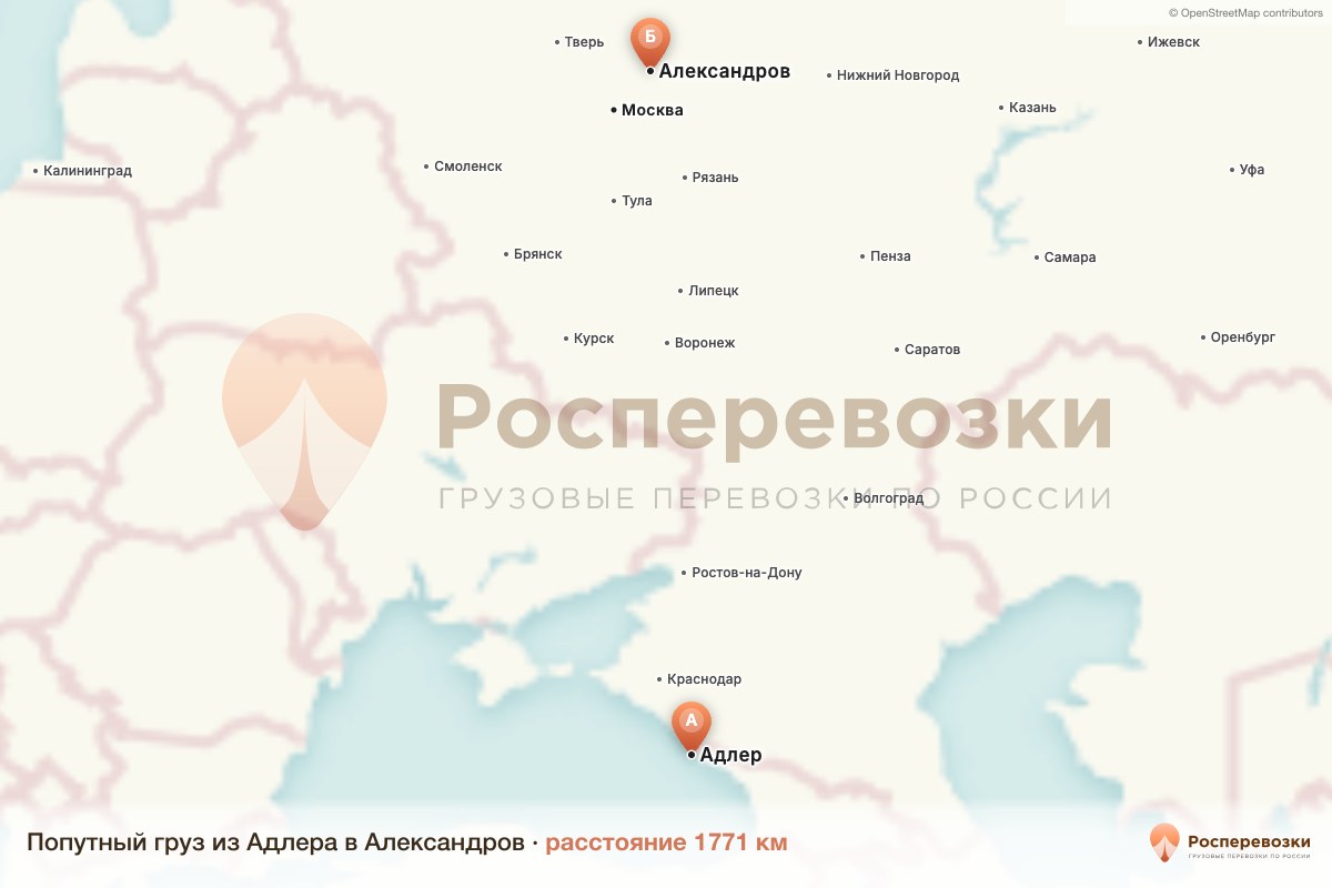 Попутный груз Адлер Александров