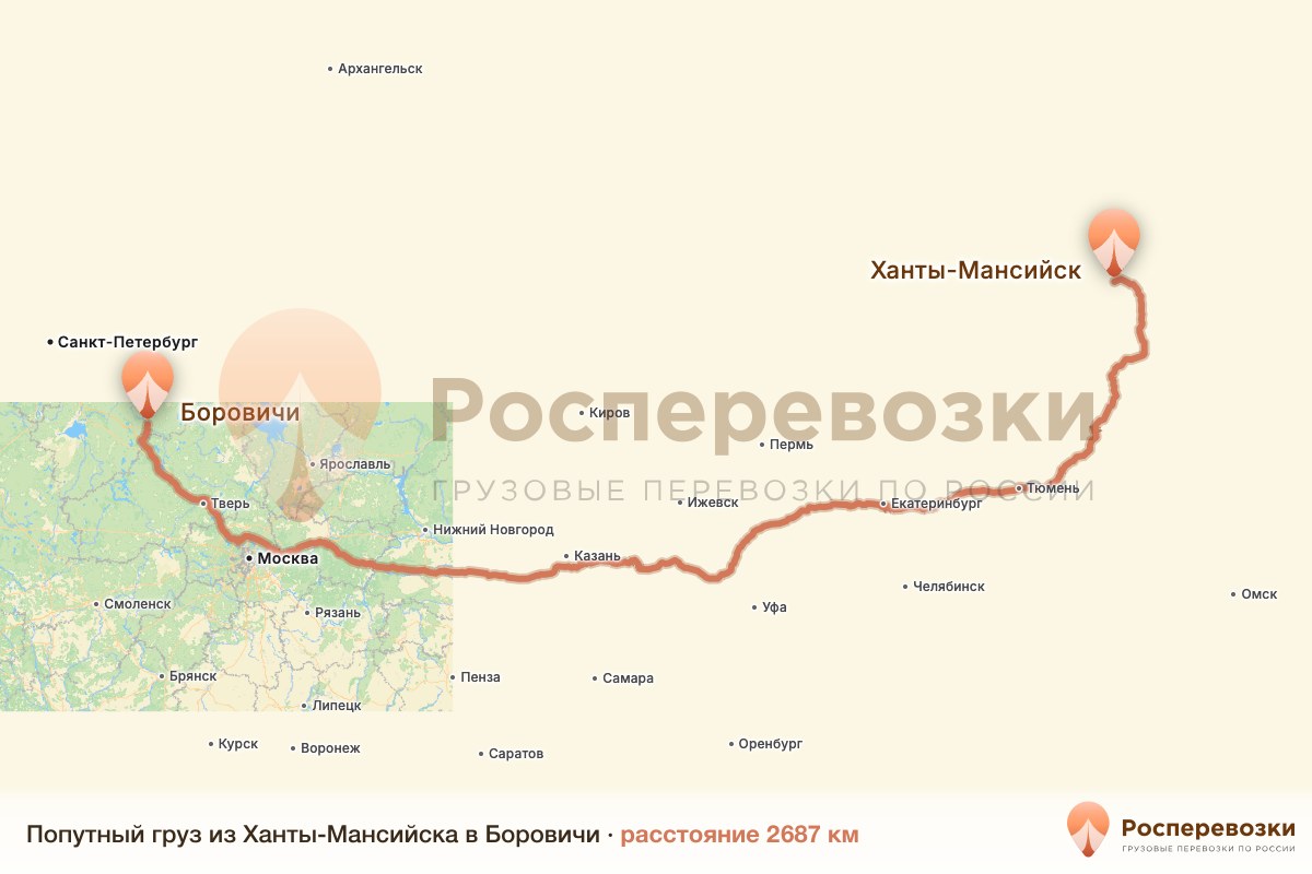 Попутный груз Ханты-Мансийск Боровичи