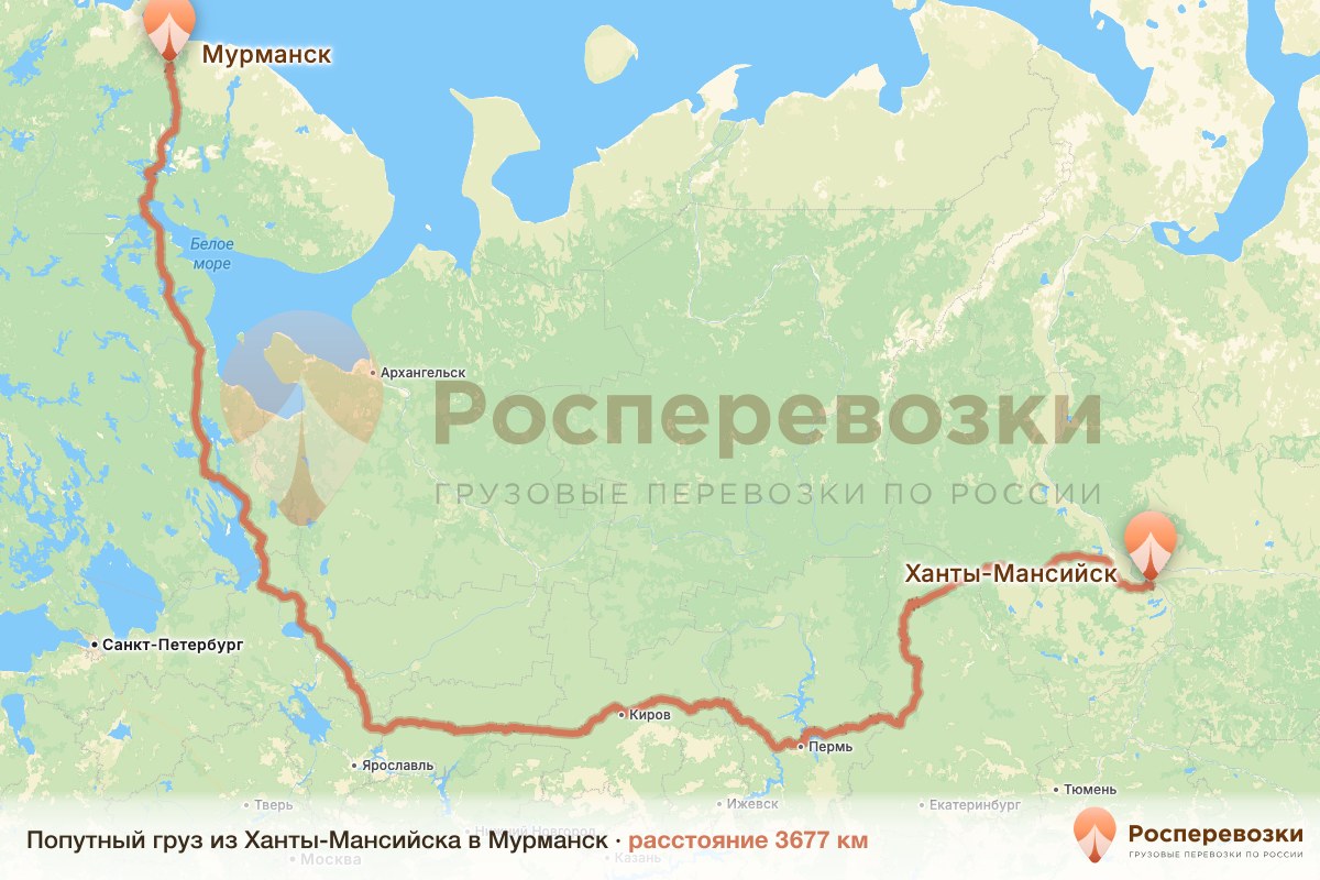 Попутный груз Ханты-Мансийск Мурманск