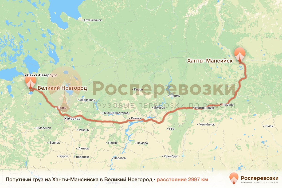 Попутный груз Ханты-Мансийск Великий Новгород