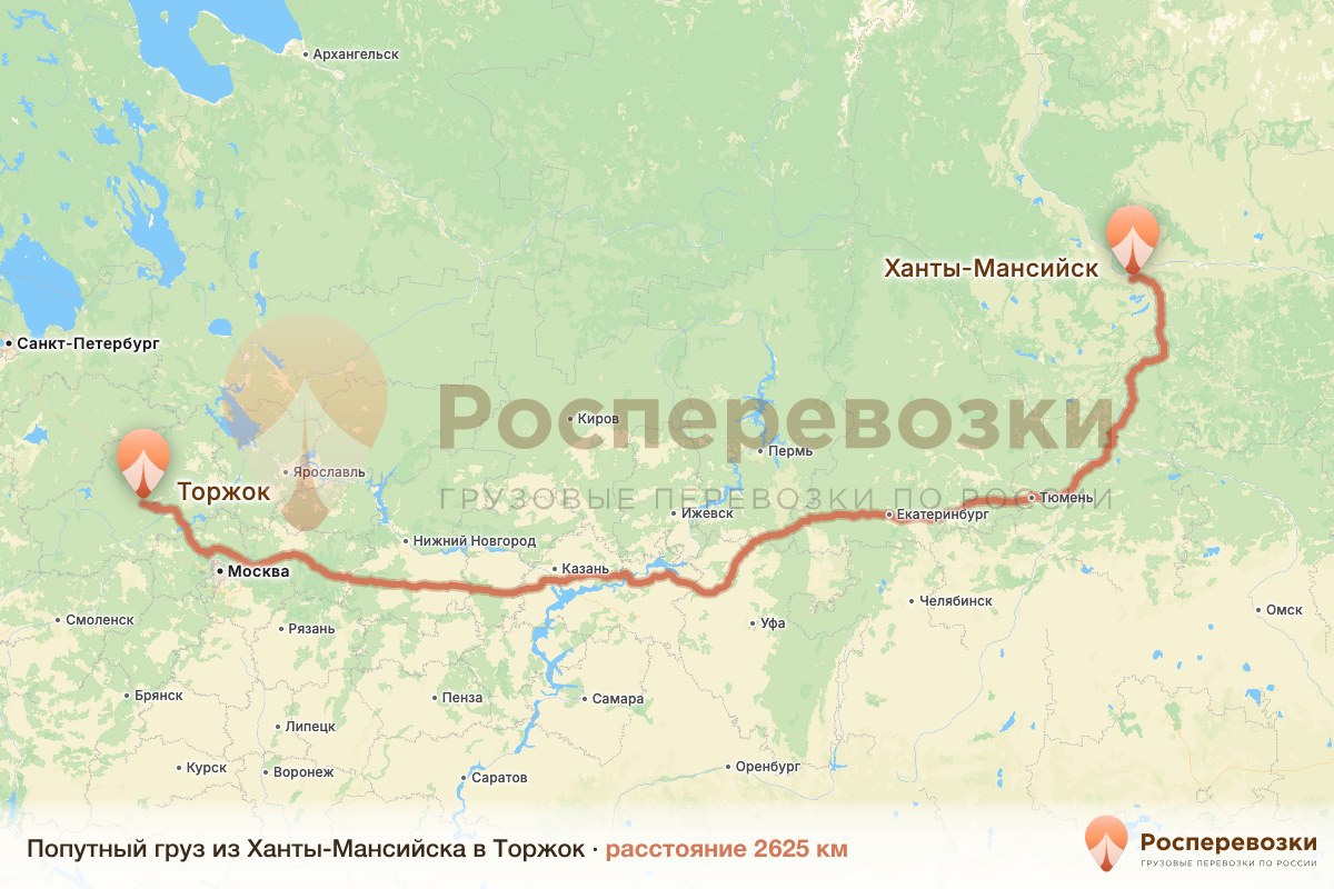 Попутный груз Ханты-Мансийск Торжок
