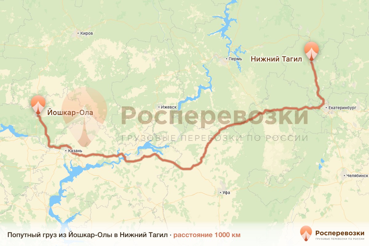 Попутный груз Йошкар-Ола Нижний Тагил