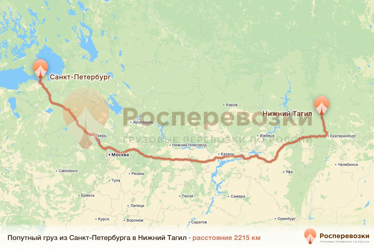 Попутный груз Санкт-Петербург Нижний Тагил