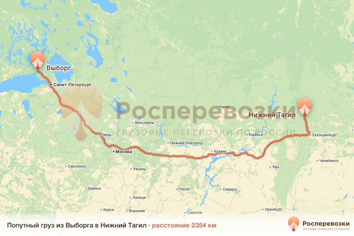 Попутный груз Выборг Нижний Тагил