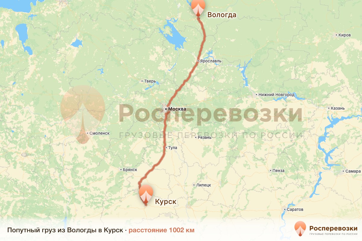 Попутный груз Вологда Курск
