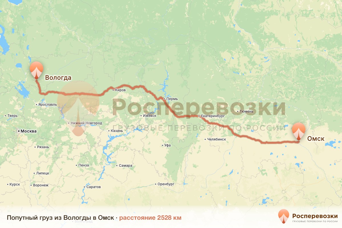 Попутный груз Вологда Омск