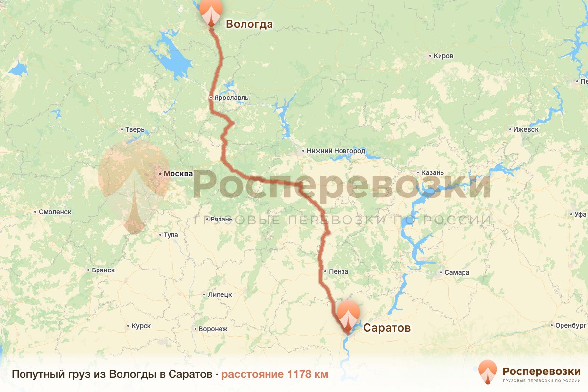 Попутный груз Вологда Саратов