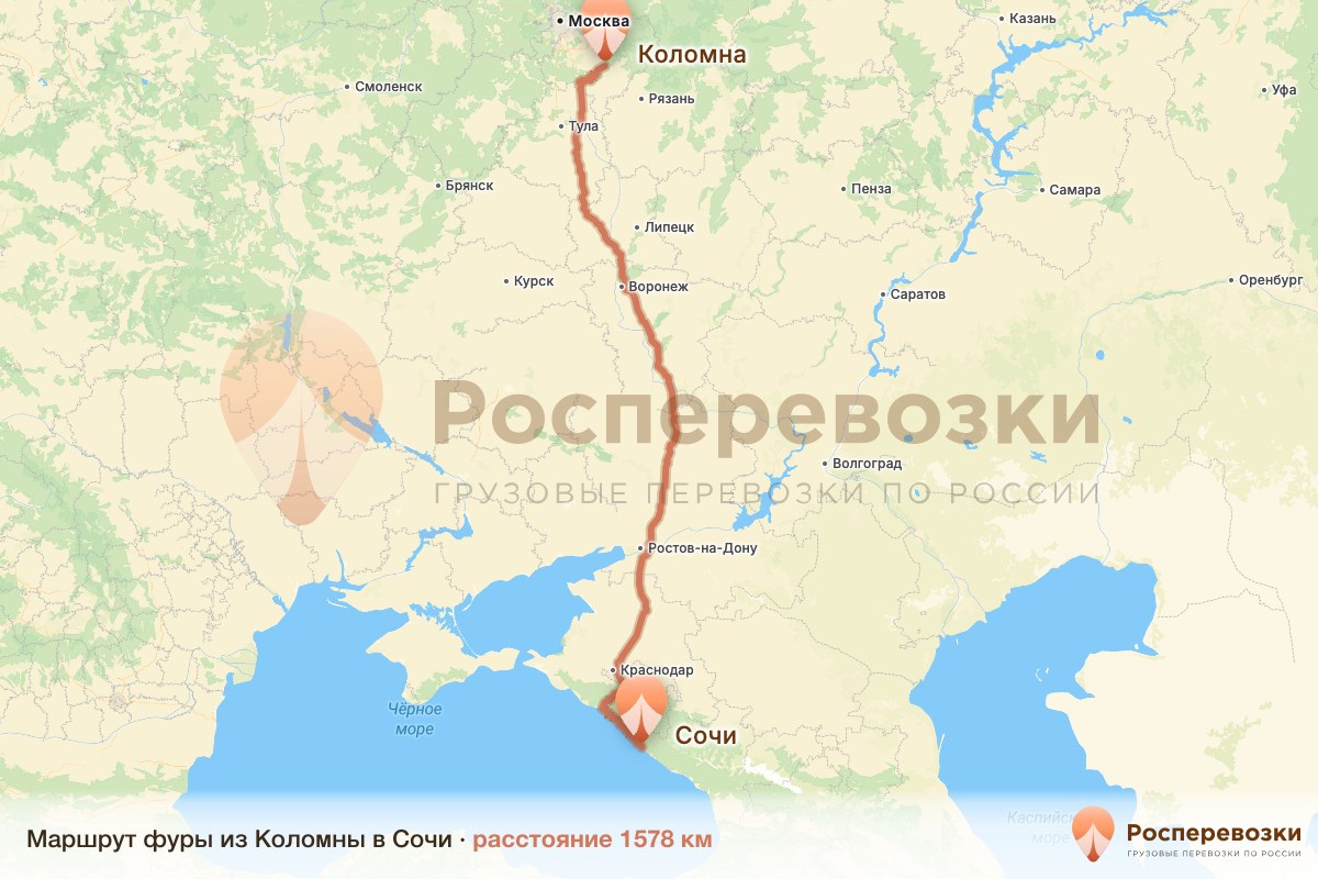 Фура Коломна Сочи