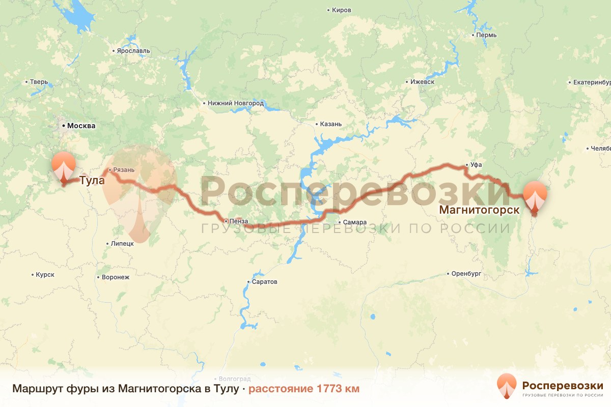 Фура Магнитогорск Тула