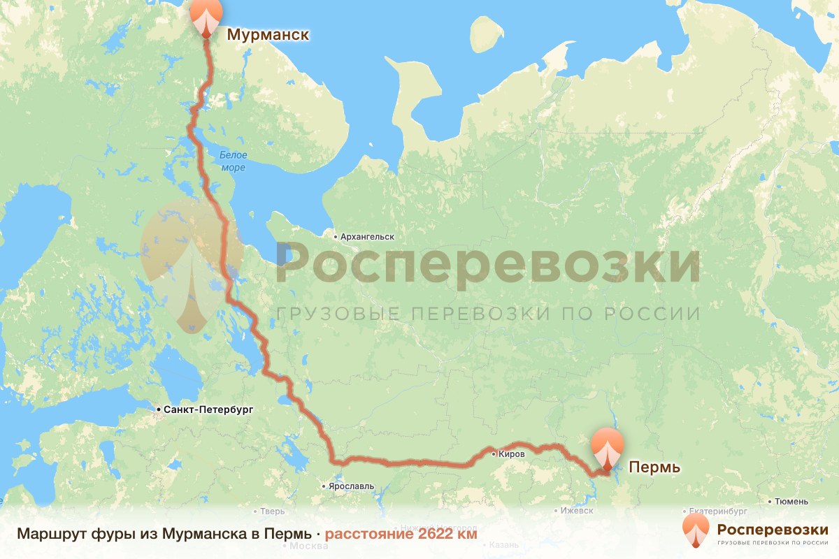 Фура Мурманск Пермь