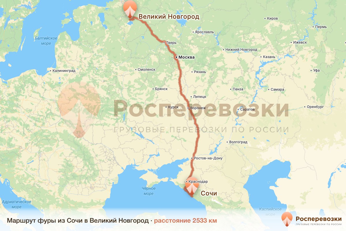 Фура Сочи Великий Новгород