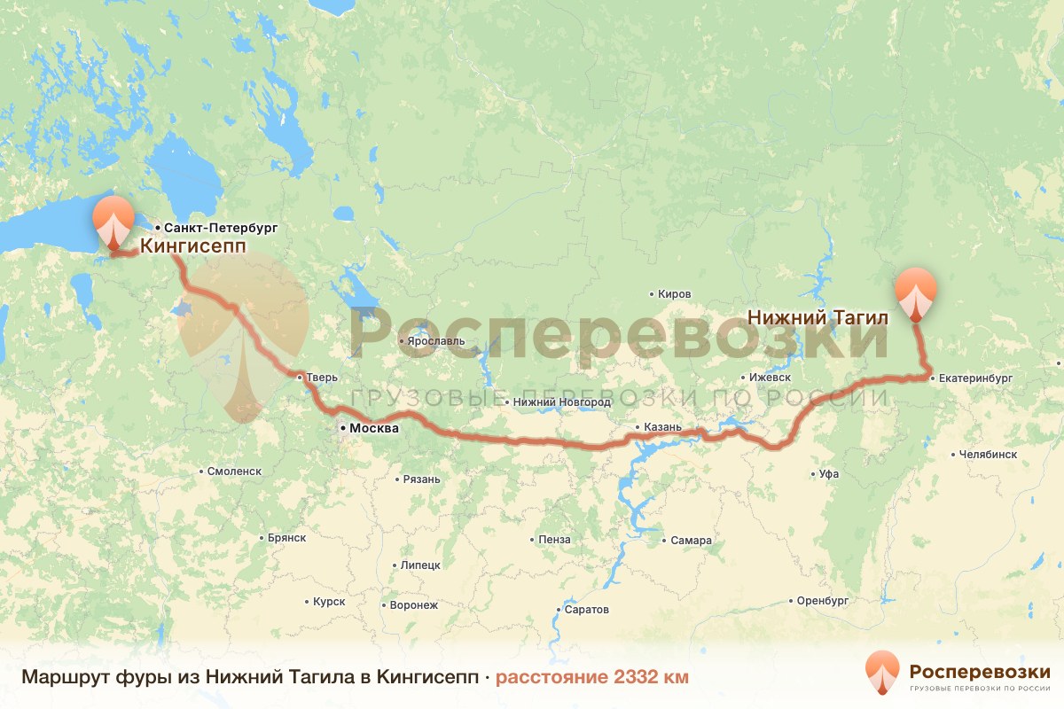 Фура Нижний Тагил Кингисепп